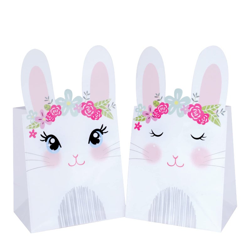 WEEPA 20 Pack Easter Bunny Gift Bags for Easter Cute Bunny Paper Treat Bag Party Favor Gift Candy Bags for Birthday - Image 1